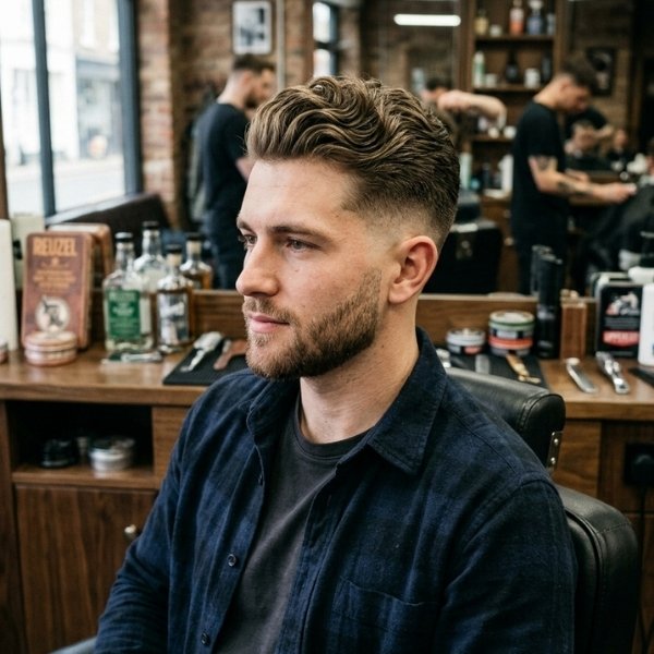 Mid Fade with Wavy Hair