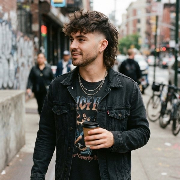 Modern Burst Fade Mullet