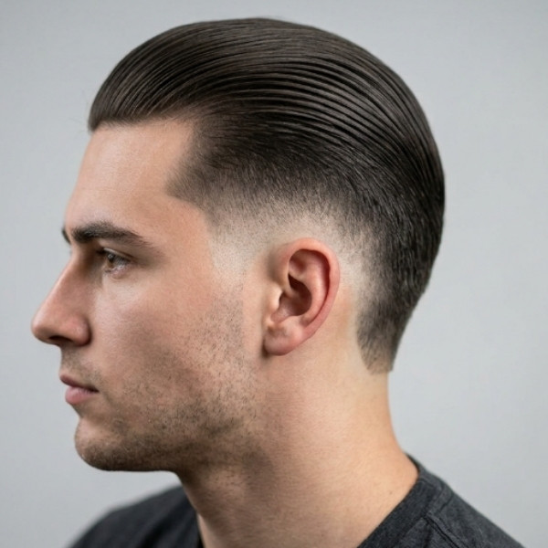 Short Slick Back Burst Fade