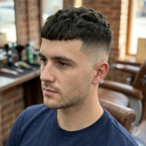 Short Textured French Crop with High Fade