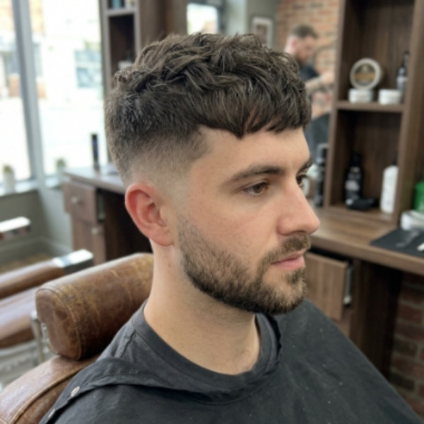 Short Textured French Crop with Taper Fade