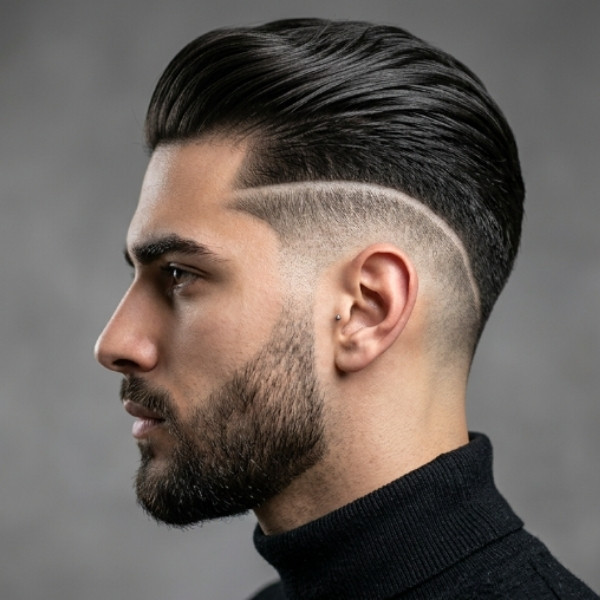 Straight Hair Burst Fade Undercut