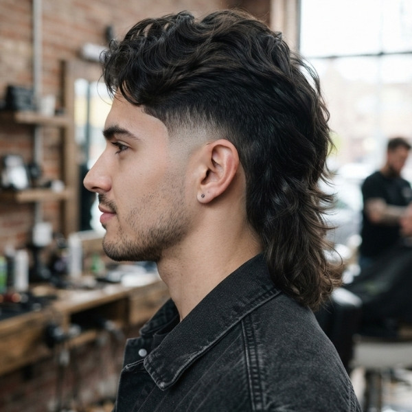 Taper Burst Fade Mullet