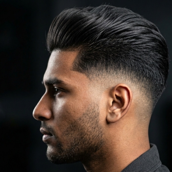 Thick Hair Slick Back Burst Fade