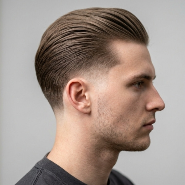 Thin Hair Slick Back Burst Fade