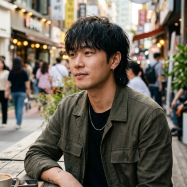 Short Wolf Cut Men Asian